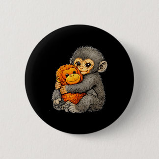 Badge Rond 5 Cm Punch singe drôle mignon bébé animal câlin peluche