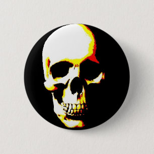 Badge Rond 5 Cm Punk de roche d'art d'imaginaire de crâne