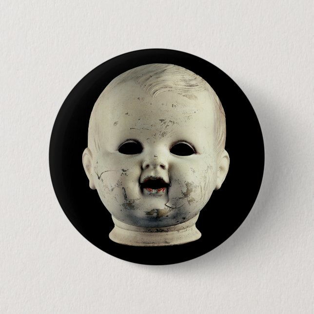 Badge Rond 5 Cm Punk Rock Effrayant Baby Doll Head Hauné (Devant)