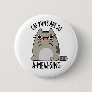 Badge Rond 5 Cm Puns de chat ARe So A-mew chanter drôle animal jeu