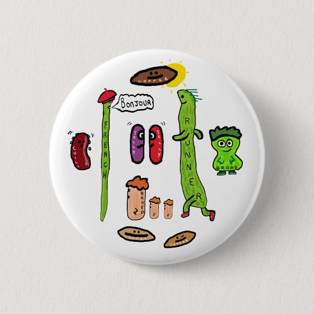 Badge Rond 5 Cm Puns de haricot drôles (Devant)