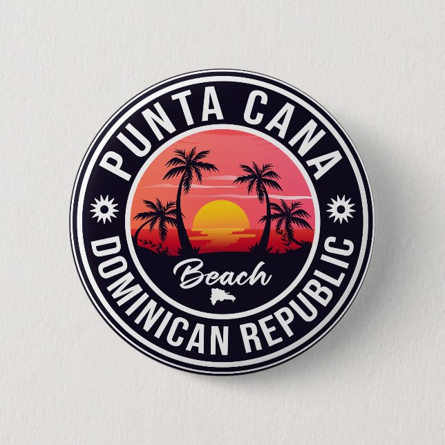 Badge Rond 5 Cm Punta Cana République Dominicaine - Souvenir Rétro (Devant)