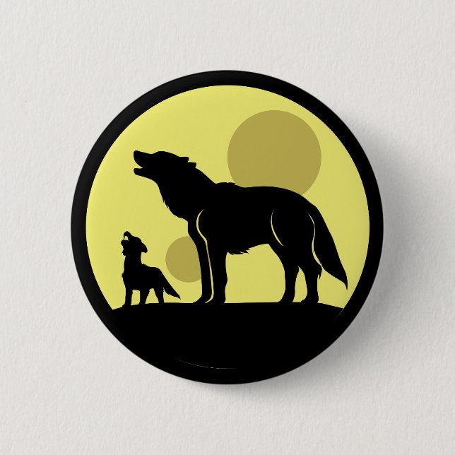 Badge Rond 5 Cm Pup Mother and Wolf (Devant)