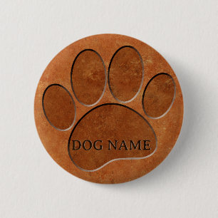 Badge Rond 5 Cm Puppy Paw Faux Terracotta Imprimer Nom personnalis