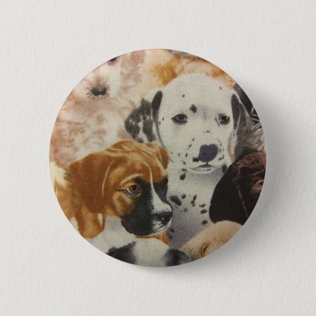 Badge Rond 5 Cm Pups dalmatiens et boxers (Devant)