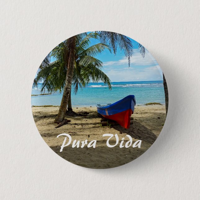 Badge Rond 5 Cm Pura Vida au Costa Rica (Devant)