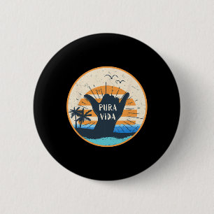 Badge Rond 5 Cm Pura Vida Costa Rica Signe Shaka Surfant Surfeur G