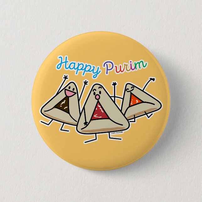 Badge Rond 5 Cm Purim hamantaschen la pâtisserie Sameach Oznei (Devant)