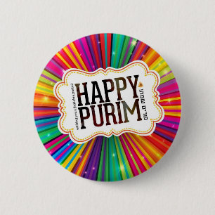Badge Rond 5 Cm purim heureux