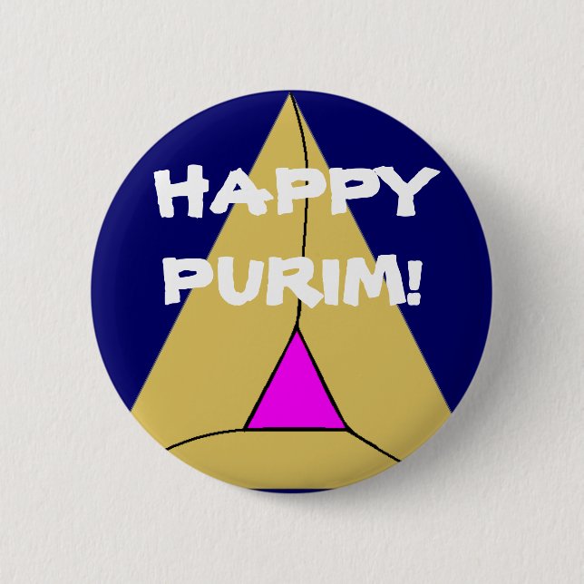 Badge Rond 5 Cm PURIM HEUREUX ! Bouton (Devant)