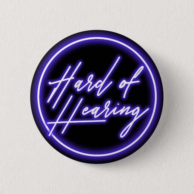 Badge Rond 5 Cm Purple Black Neon Typography Hearing Impaired (Devant)