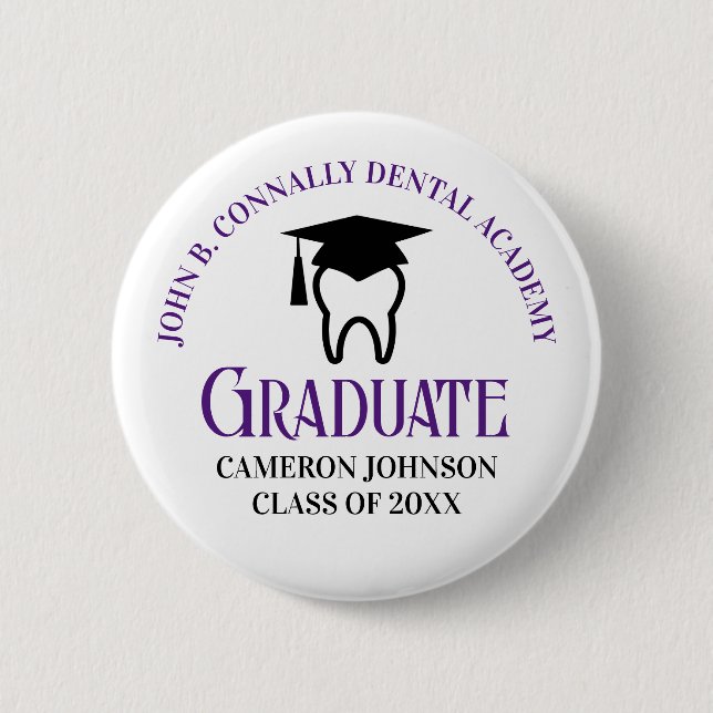 Badge Rond 5 Cm Purple Dentist Graduation Custom Dental School (Devant)