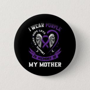 Badge Rond 5 Cm Purple En Mémoire De Maman Mère Cancer Pancréatiqu