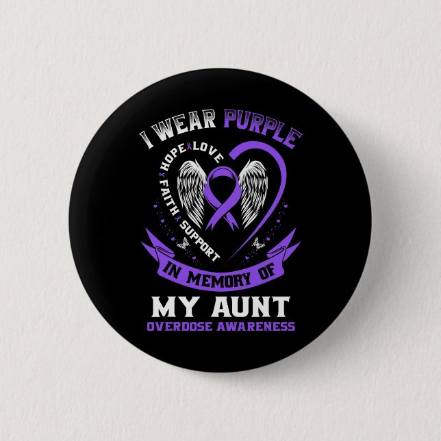 Badge Rond 5 Cm Purple En Mémoire De Mes Adjudicateurs D'Overdose  (Devant)