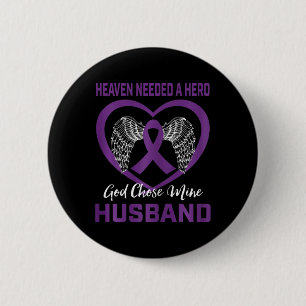 Badge Rond 5 Cm Purple En Mémoire De Mon Mari Cancer Pancréatique