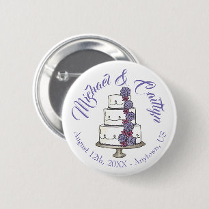 Badge Rond 5 Cm Purple Frosting Roses Tirée Floral Mariage Gâteau