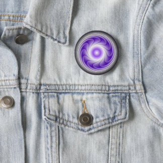 Badge Rond 5 Cm Purple Grey 3D Swirl Moderne Abstrait Fractal Art
