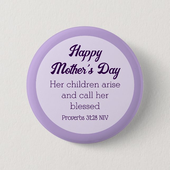Badge Rond 5 Cm Purple Happy Mother's Day Bible Verse Simple (Devant)