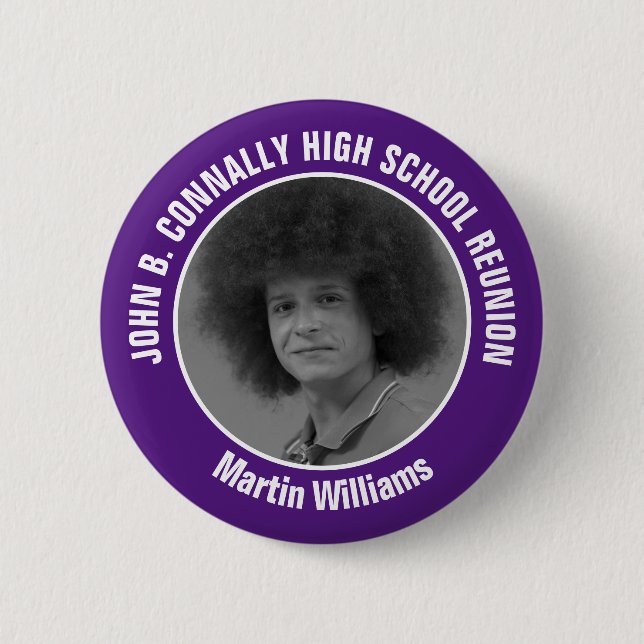 Badge Rond 5 Cm Purple High School Reunion Yearbook Photo (Devant)