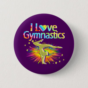 BADGE ROND 5 CM PURPLE I ADORE GYMNASTIC BUTTON