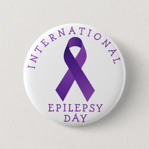 Badge Rond 5 Cm Purple International Epilepsie Day Ribbon Support
