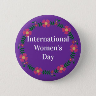 Badge Rond 5 Cm Purple International Womens Day Taille personnalis