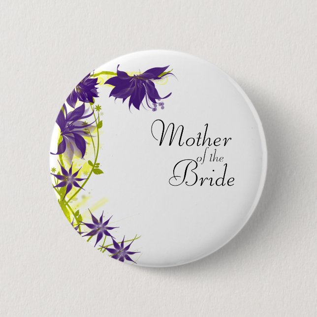 Badge Rond 5 Cm Purple Island Fleurs de mariage Mère de la mariée (Devant)