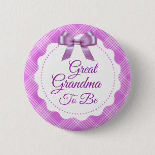 Badge Rond 5 Cm Purple Plaid et Bow Grand grand grand-mère pour êt
