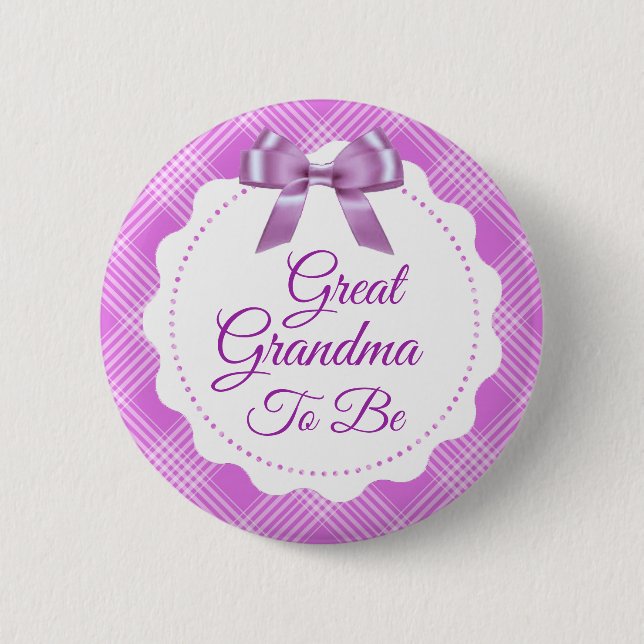 Badge Rond 5 Cm Purple Plaid et Bow Grand grand grand-mère pour êt (Devant)
