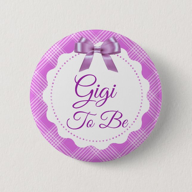Badge Rond 5 Cm Purple Plaid et Bow Grande Gigi pour être Bouton (Devant)