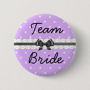 Badge Rond 5 Cm Purple Polka Dot Team Mariée Bachelorette Party