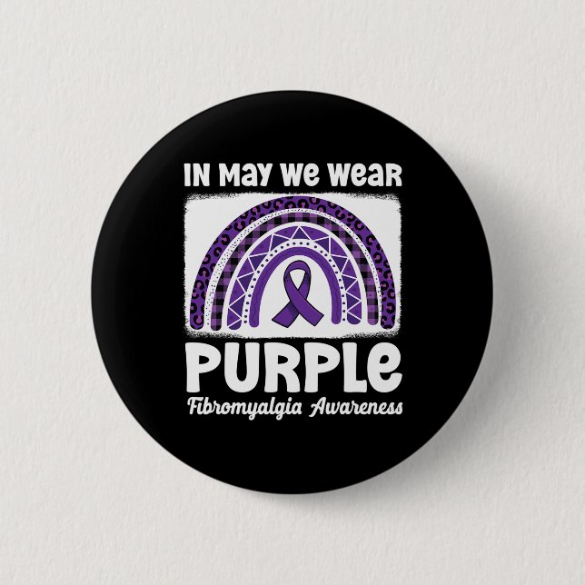 Badge Rond 5 Cm Purple Rainbow Support Fibro Warrior Fibromyalgia (Devant)