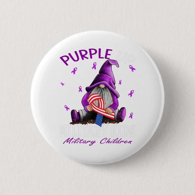 Badge Rond 5 Cm Purple Up For Military Kids Military Child Mois (Devant)