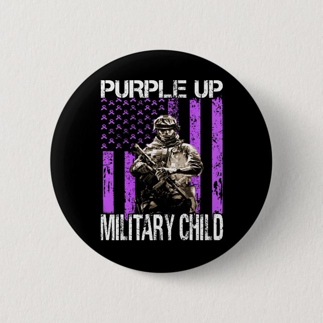 Badge Rond 5 Cm Purple Up for Military Kids Military Child T-shirt (Devant)