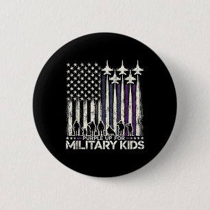 Badge Rond 5 Cm Purple Up For Military Kids - Mois De La Militar