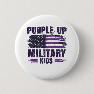 Badge Rond 5 Cm Purple Up Militaire Enfants Mois de sensibilisatio