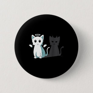 Badge Rond 5 Cm Purr Evil Devil Chat Halloween Happy Chat Angel De