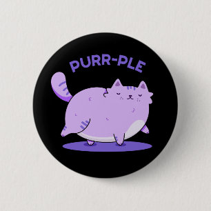Badge Rond 5 Cm Purr-ple Funny Gras Kitty Chat Pun Dark BG