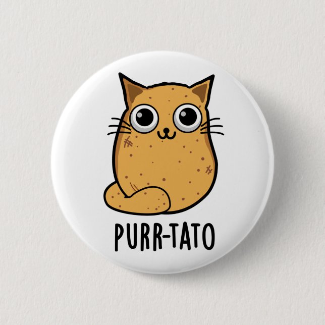 Badge Rond 5 Cm Purr-tato Funny Chat Pun de pomme de terre (Devant)
