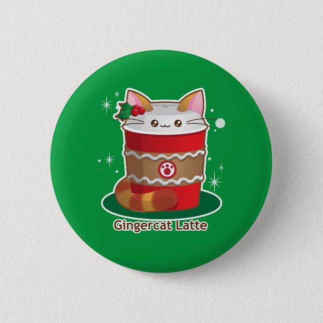 Badge Rond 5 Cm Purrista Pawfee : Café mignon de chat de gingembre (Devant)