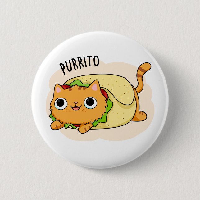 Badge Rond 5 Cm Purrito Funny Kitty Cat Burrito Pun (Devant)