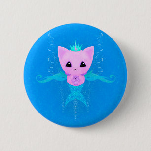 Badge Rond 5 Cm Purrmaid - Kawaii Mermaid Chat
