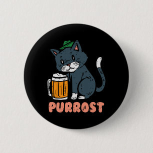 Badge Rond 5 Cm Purrost Cat allemand Casquette mignonne Octobre Fê