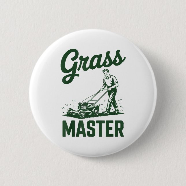 Badge Rond 5 Cm Push Lawn Mower Legend Gr Master Dad Funny Mowing  (Devant)