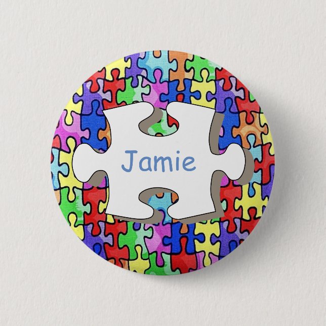 Badge Rond 5 Cm Puzzle (Devant)