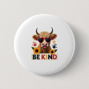 Badge Rond 5 Cm Puzzle Autisme Vintage Vache Highland Soyez Gentil