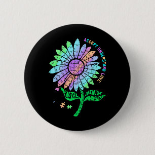 Badge Rond 5 Cm Puzzle de sensibilisation à la santé mentale Tourn