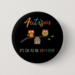 Badge Rond 5 Cm Puzzle Owl Cute Sensibilisation sur l'autisme Auti
