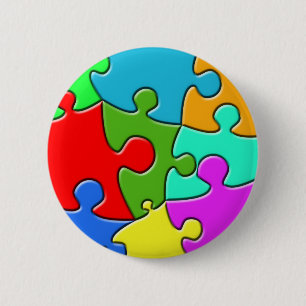 Badge Rond 5 Cm Puzzle psychédélique