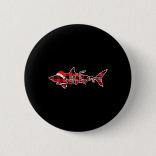 Badge Rond 5 Cm Pyjama rouge requin Santa Chapeau feu de Noël